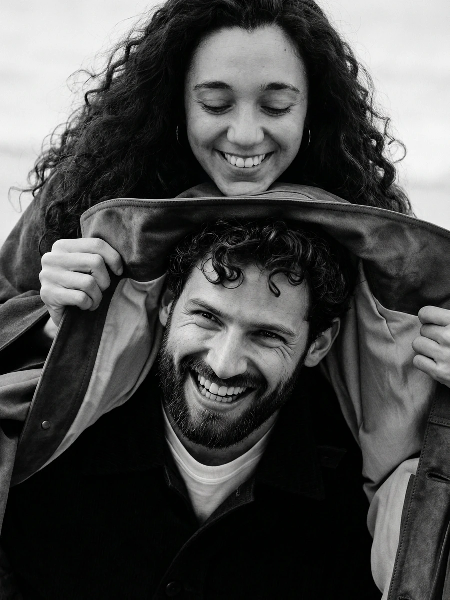 Gaby e Arthur, fundadores da Co., juntos em um momento espontâneo